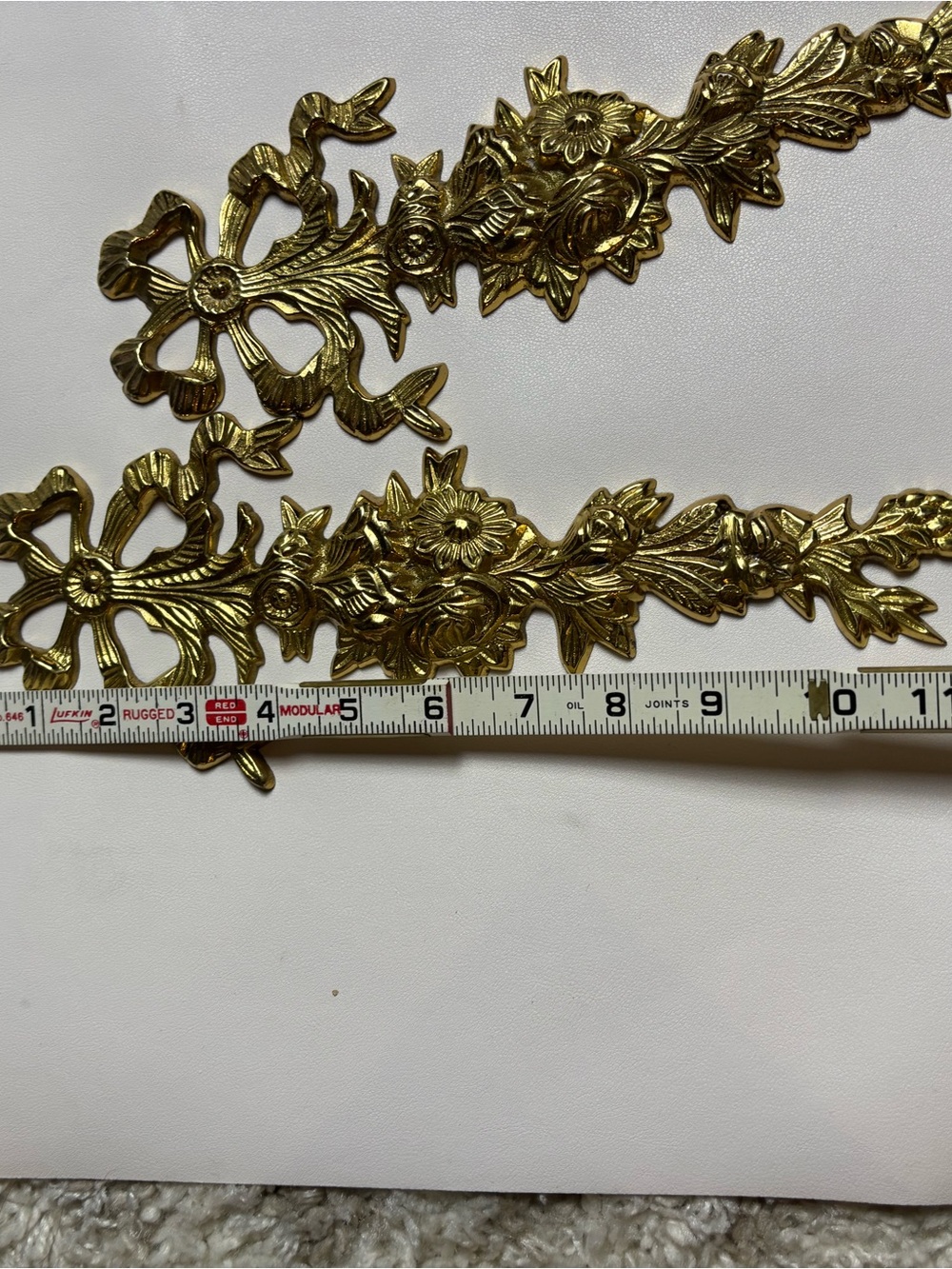 Vintage Solid Brass Hanging Bow And Floral Swag - Picture 9 of 9